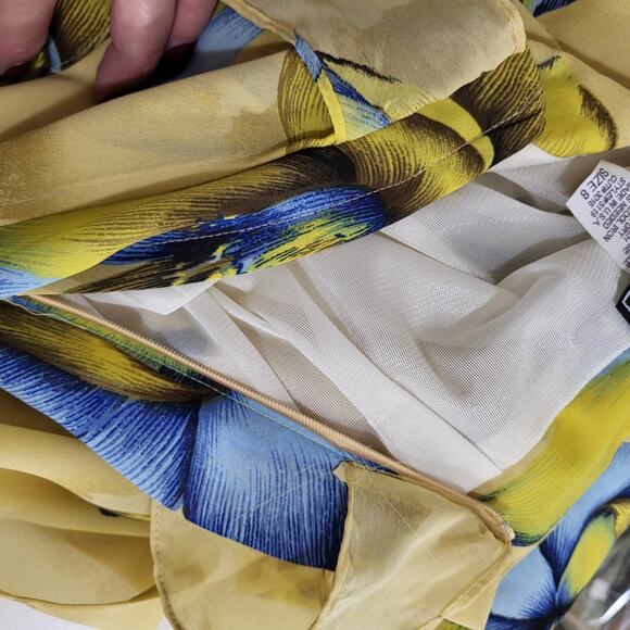 Rikki J Vintage Midi Skirt Womens Size Small Yellow Floral Summer Floral… - Picture 9 of 13